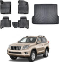 Floor Mats & Cargo Liner Set for Toyota Land Cruiser Prado 2009-2023 | Black TPE All Weather Custom Fit Floor Liner for 1st 2nd Rows and Trunk Car Mats