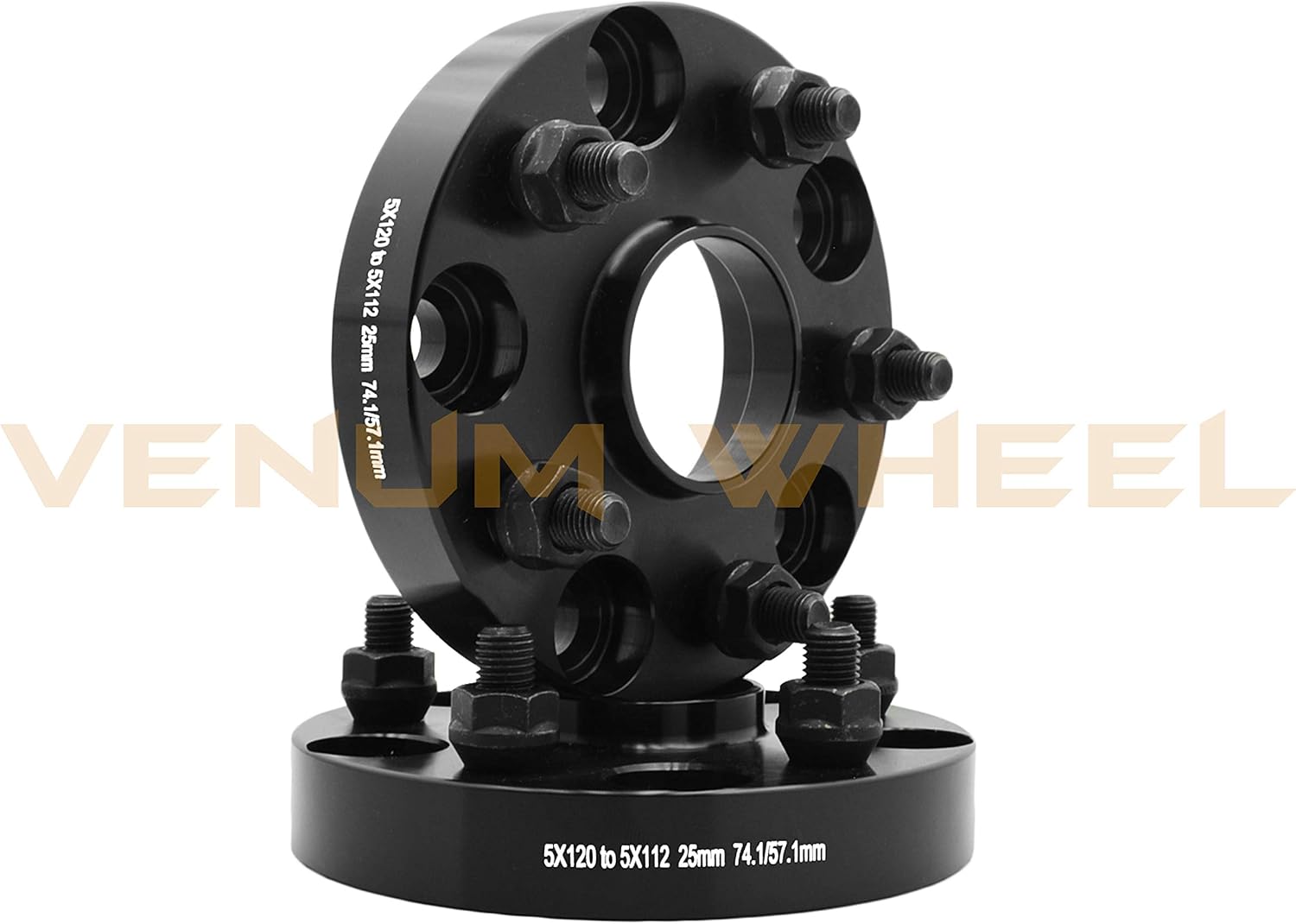 Full Set Of 5x120 to 5x112 Black Bolt On Hub Centric Conversion Adapters 1' (25mm) Thickness 72.56/74.1 Hub Bore To 57.1 Wheel Bore 5x120 Compatible With Audi Wheels 5x112 57.1