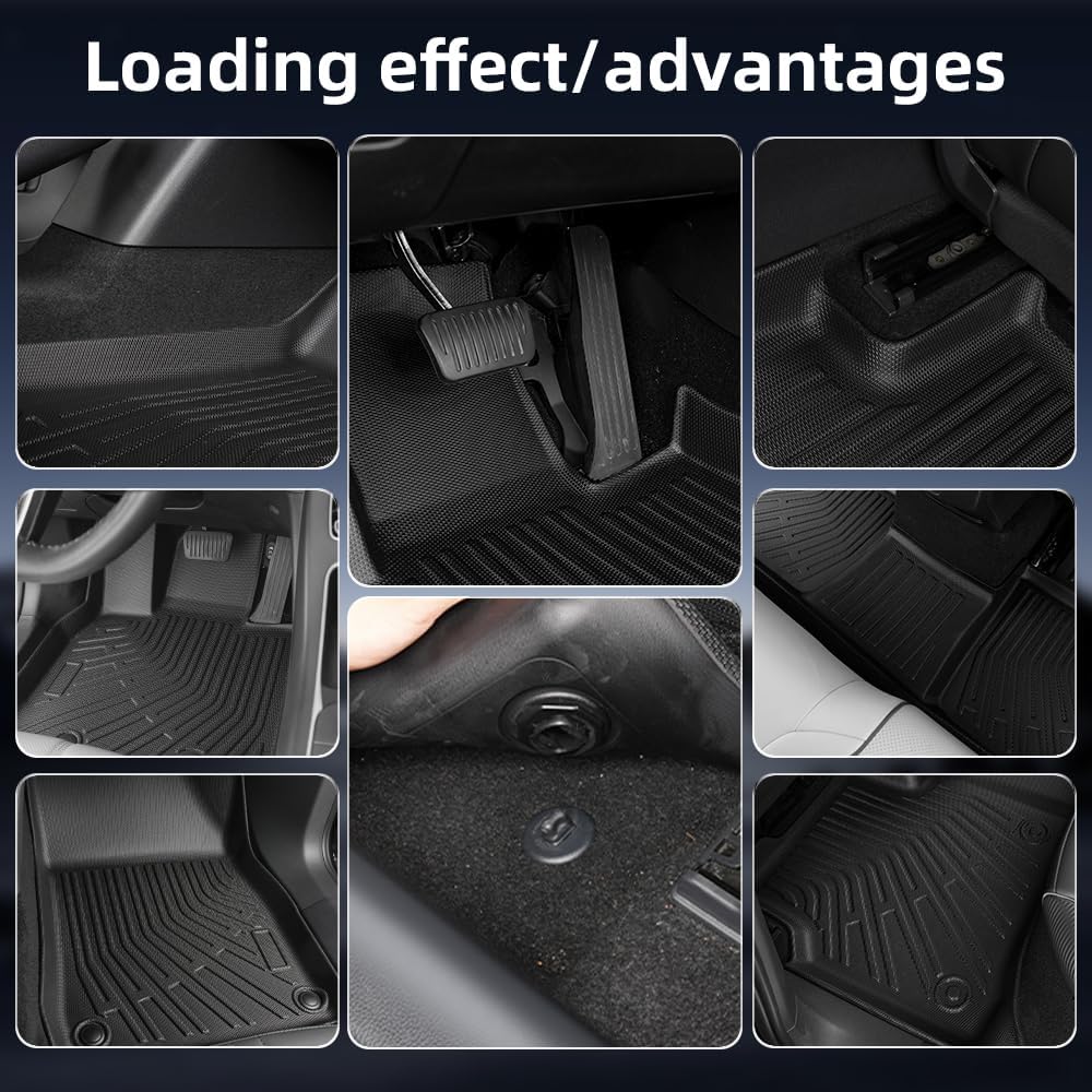 Custom Floor Mats & Cargo Liner for 2025 Toyota RAV4 PHEV (Plug-in Hybrid), All-Weather TPE Liners with Backrest Mats, 3D Laser Scanned for 2025 RAV4 New Generation, Black