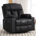 Bonzy Home Oversized Swivel Rocker Recliner, 40' Rocking Recliner Chair with Heated and Massage, PU Leather Single Sofa with Swivel Function, 2 Cup Holders for Living Room Bedroom, Black