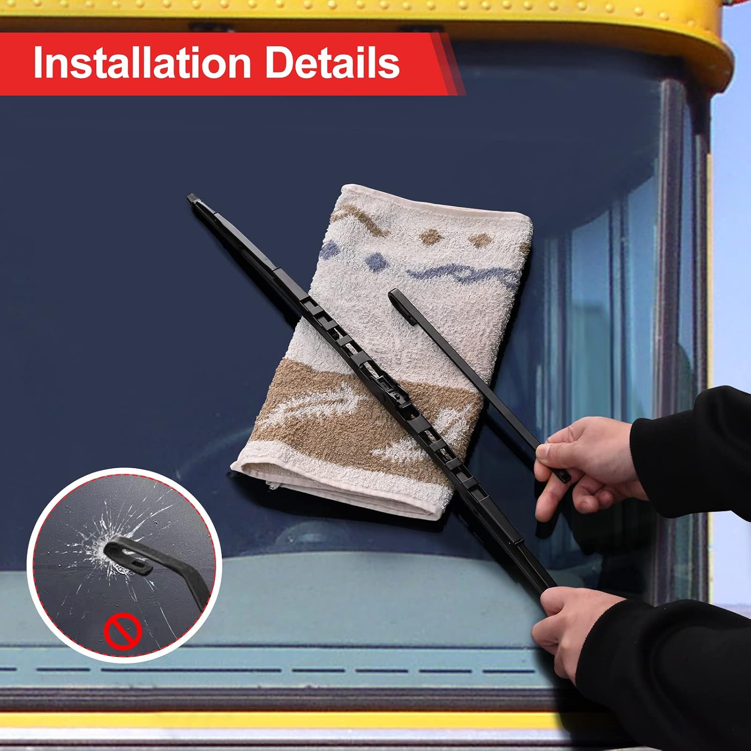 40 Inch Wiper Blade RV Pair or Motorhome rv windshield wipers 40 inch 16mm J Hook with 1 Pcs Car wash towel 40'/40'(Set of 2）