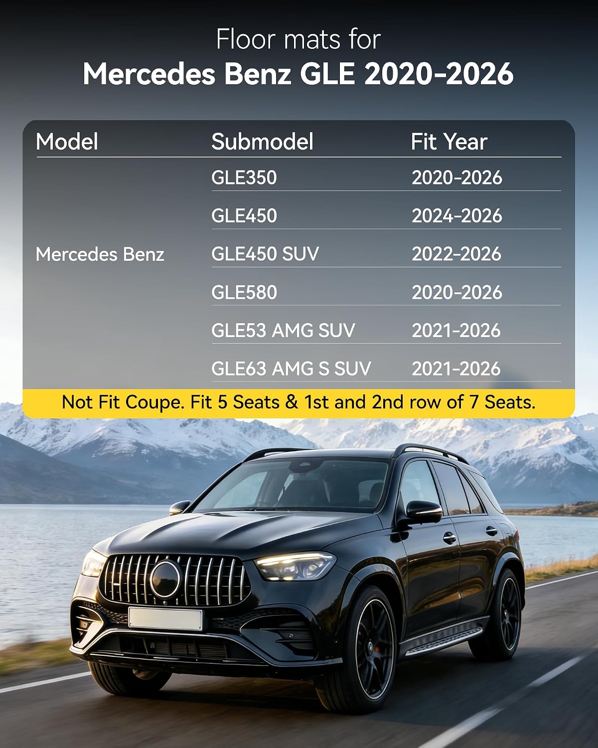 Floor Mats for Mercedes Benz GLE (2016-2018) - 3W Front and Rear 2 Rows All Weather Floor Liners Heavy Duty Custom Fit Vehicle Floor Carpet Mats Liner for Benz ML, Benz GL, Benz GLS (2017-2018), Black