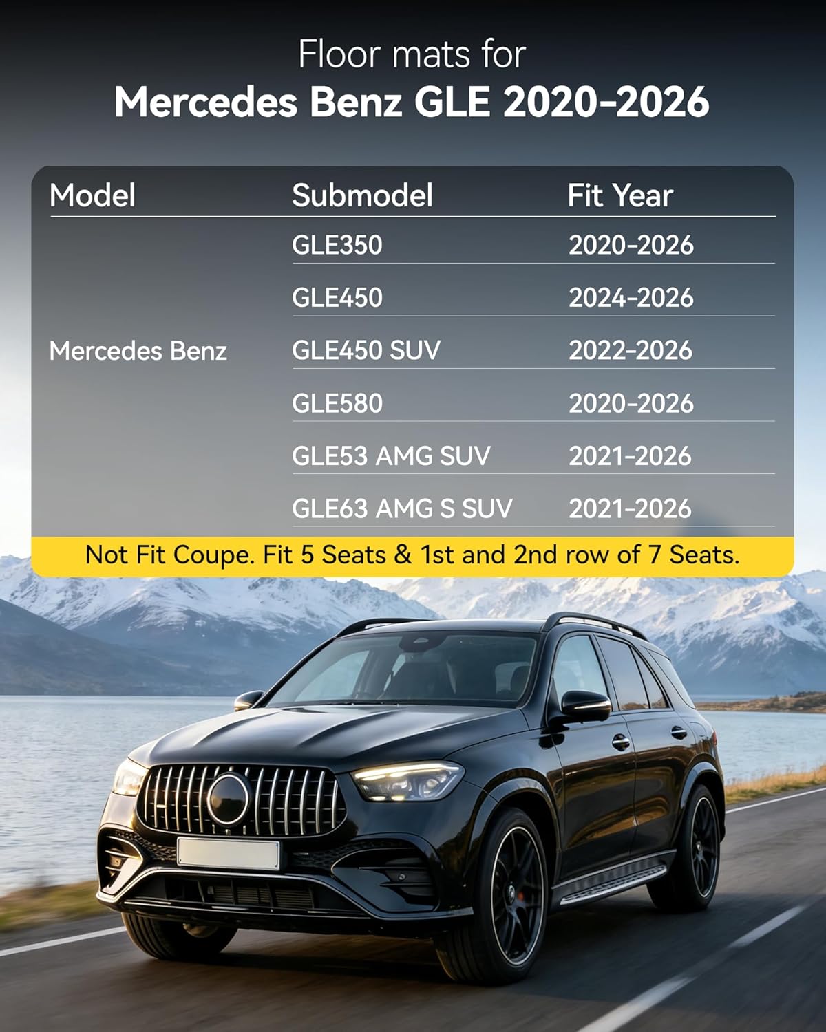 3W Floor Mats(with Carpets) & Cargo Liner Fit for Mercedes Benz GLE 2020-2026 5 Seats SUV, TPE All Weather Custom Fit Floor Liners Carpet and Trunk Mat for Benz GLE Waterproof(Not Fit for Coupe/W167)