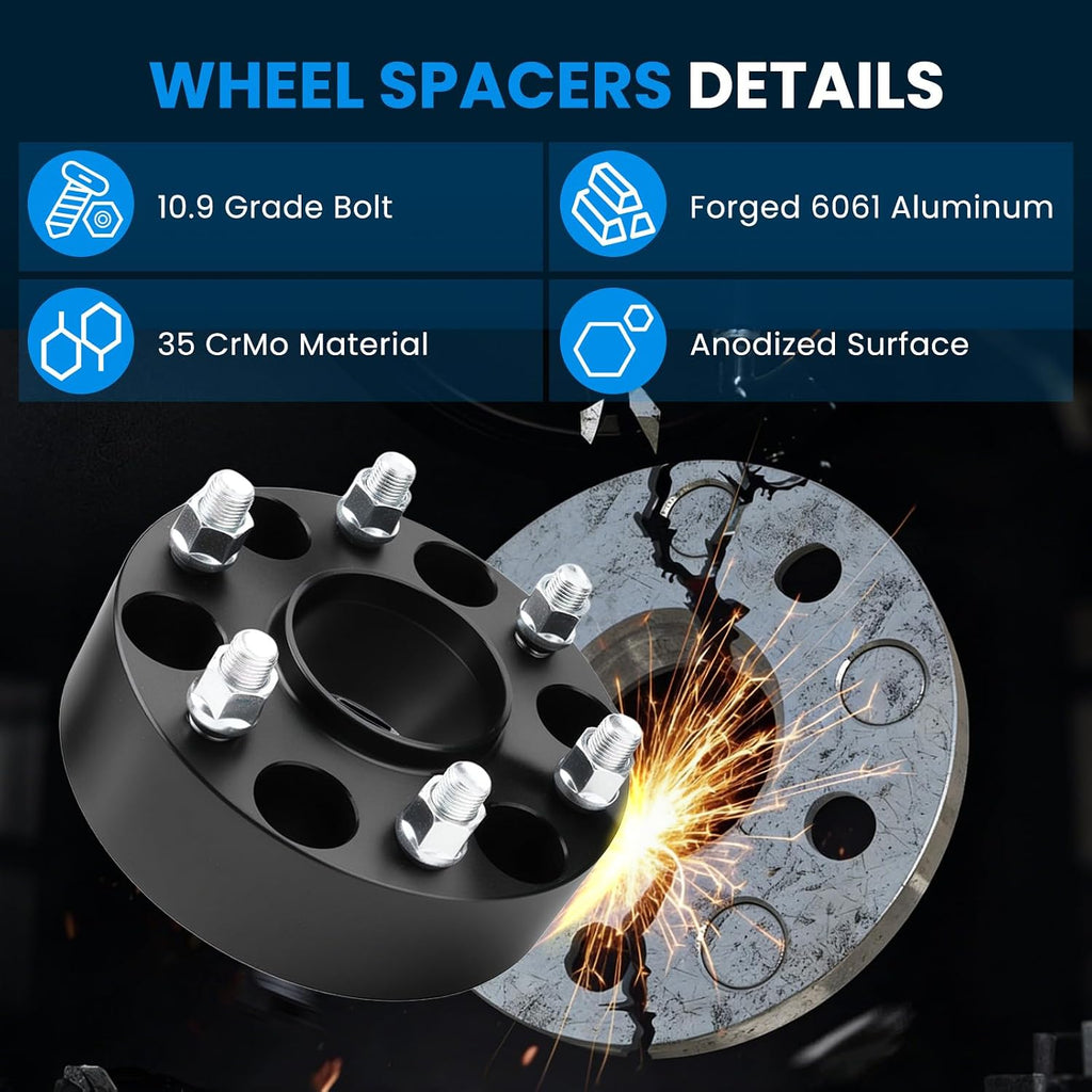 6x5.5 Wheel Spacers Hubcentric Real Forged Spacers Center Bore 78.1mm M14x1.5 Studs for Silverado 1500, 2'(50.8mm) Sierra 1500 Tahoe Yukon Escalade Suburban Yukon XL for 6 lug Set of 4 Black