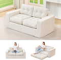 Hobestluk Sofa Couch Loveseat Sofa with Chenille Fabric 2-Seater Sofa for Small Spaces Comfortable Foam Floor Sofa 2 in 1 Boneless Couch for Living Room Bedroom Apartment or Office (Beige, Loveseat)