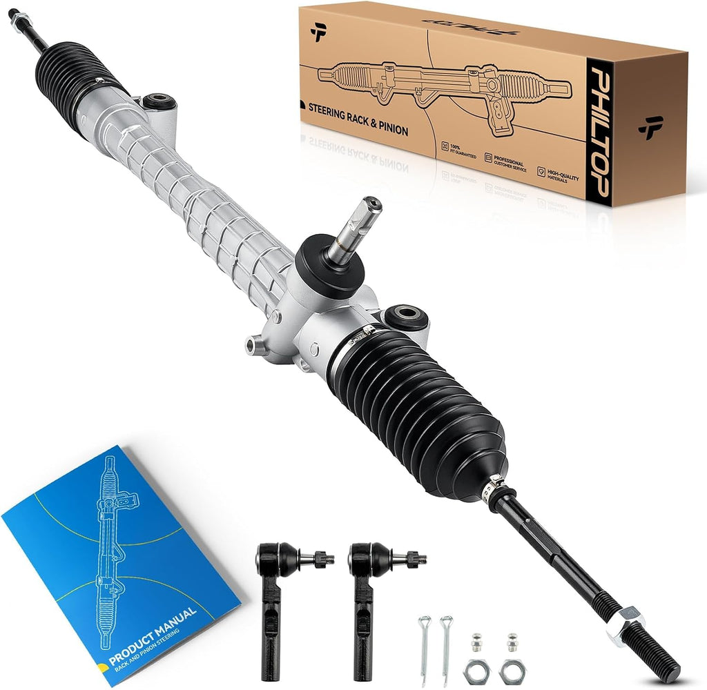 PHILTOP Manual Power Steering Rack & Pinion Kit for 2004-2005 Malibu, 2006-2008 Malibu 2.2/3.5L, 2008-2012 Malibu 2.4L, 2005-2010 Pontiac G6, Aura, with Outer Tie Rod Ends, Replace# 1G-1810