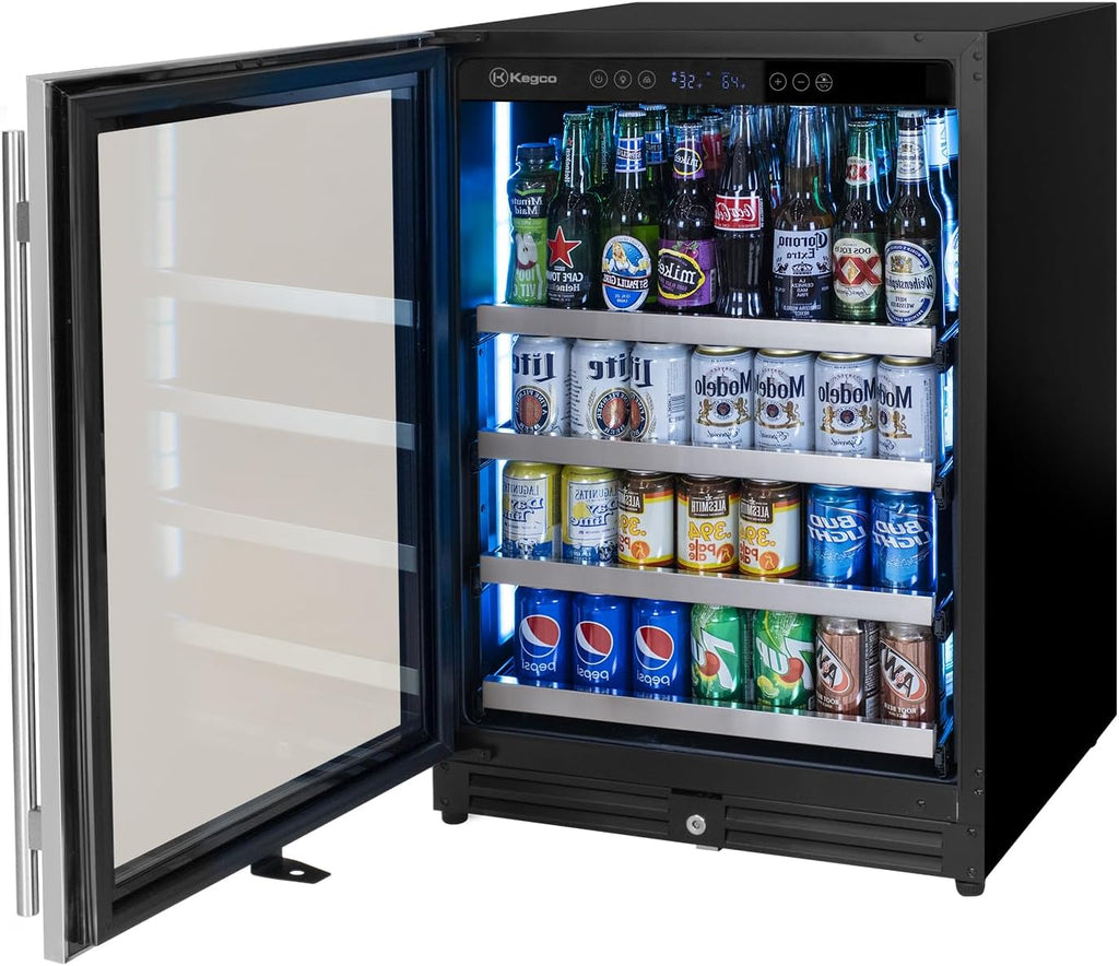 Kegco 24' Wide Stainless Steel Left Hinge Beverage Center VSBC-24LSL