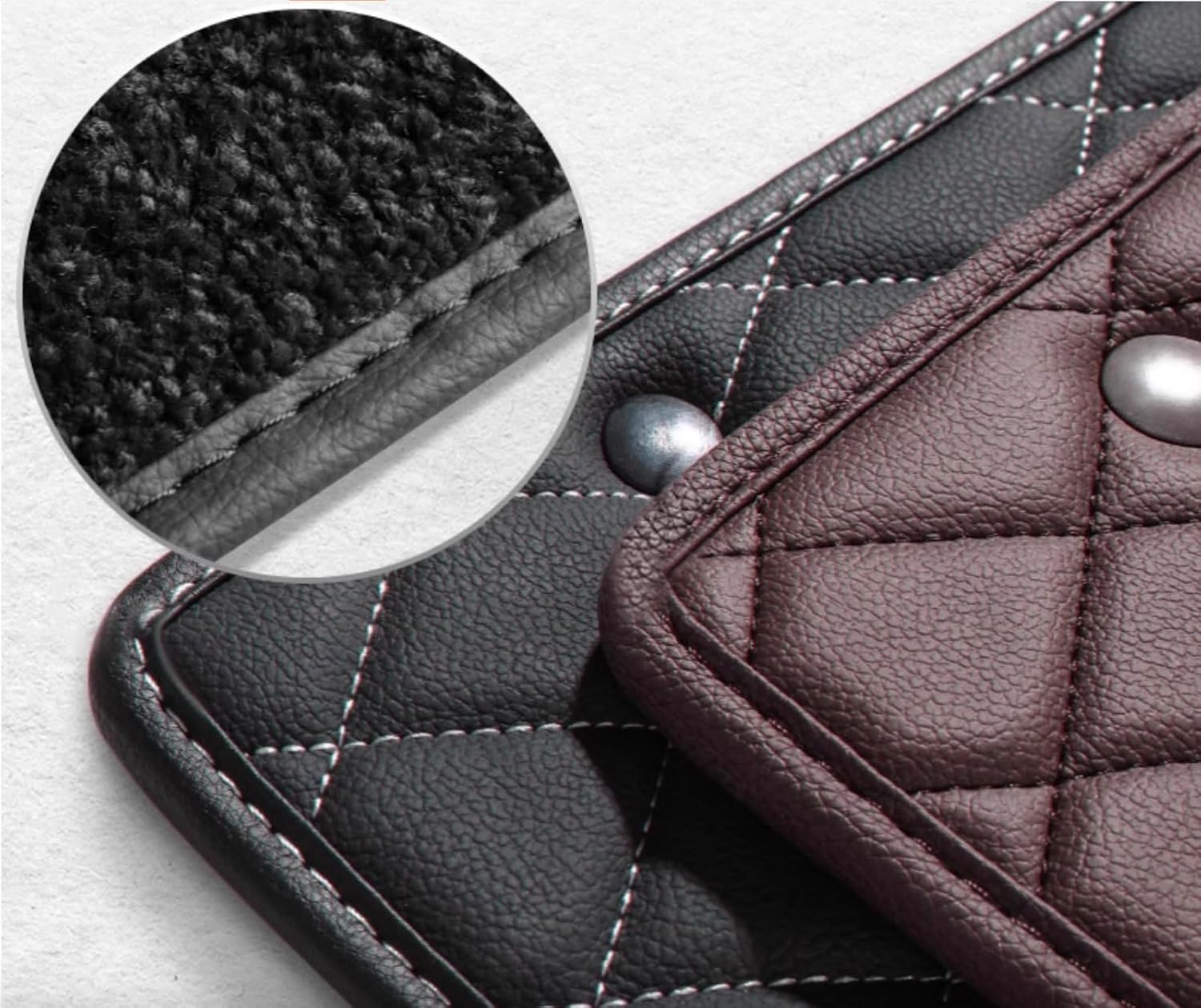 Compatible with Tesla Model Y(2020-2025) Floor Mats Luxury Leather + Topper Carpet Compatible with Tesla Model Y 5 Seater Floor Liners All-Weather (Black/Beige)