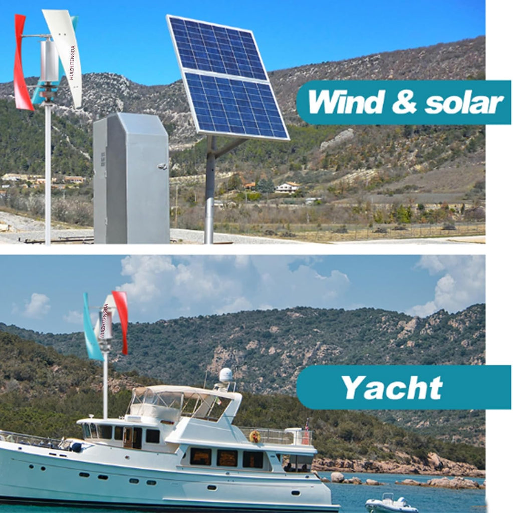 1000W Vertical Wind Turbine Generator Kit,with MPPT Controller 3 Blades Generator 12V 24V 48V Suitable for Courtyard and Garden Lighting