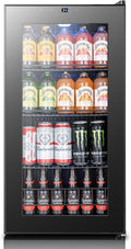 Yeego Beverage Refrigerator Cooler, 105-Can Mini Fridge with Glass Door, Adjustable Shelves, Digital Temperature Control for Soda, Beer, and Wine, Ideal for Home or Office