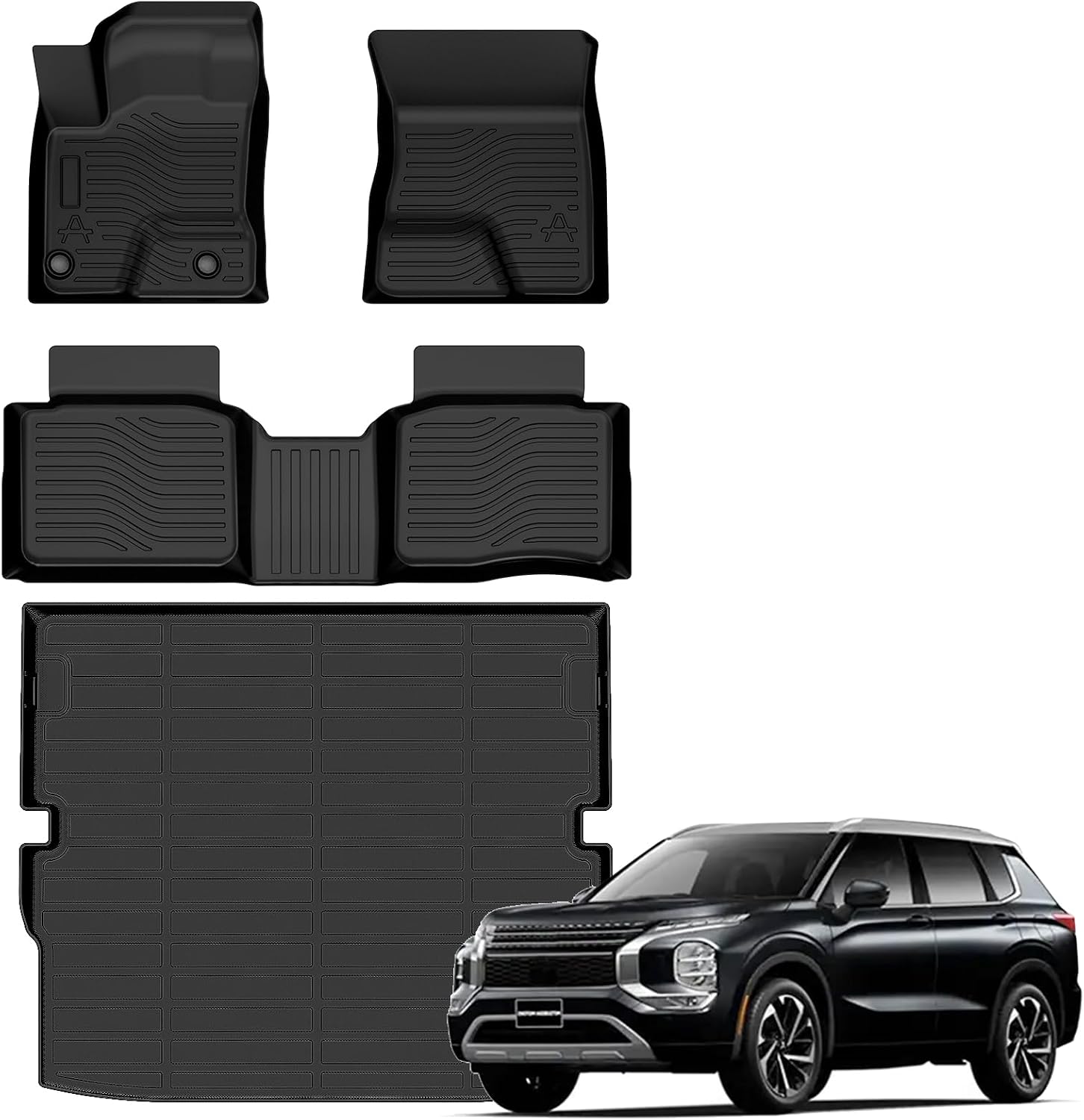 Auxko All Weather Floor Mats Cargo Mat for Mitsubishi Outlander PHEV 2026 2025 2024 2023 TPE Liners Accessories Guard Odorless Anti-Slip Floor Liners & Trunk Liner
