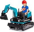 360 Degree Rotating Ride On Excavator and Bulldozer,JOYLDIAS 12V12AH Battery Powered Ride On Toy Backhoe W/Track Design Wheels for All Terrain,Remote Control,MP3,Toolbox for Kids,Parent,Blue