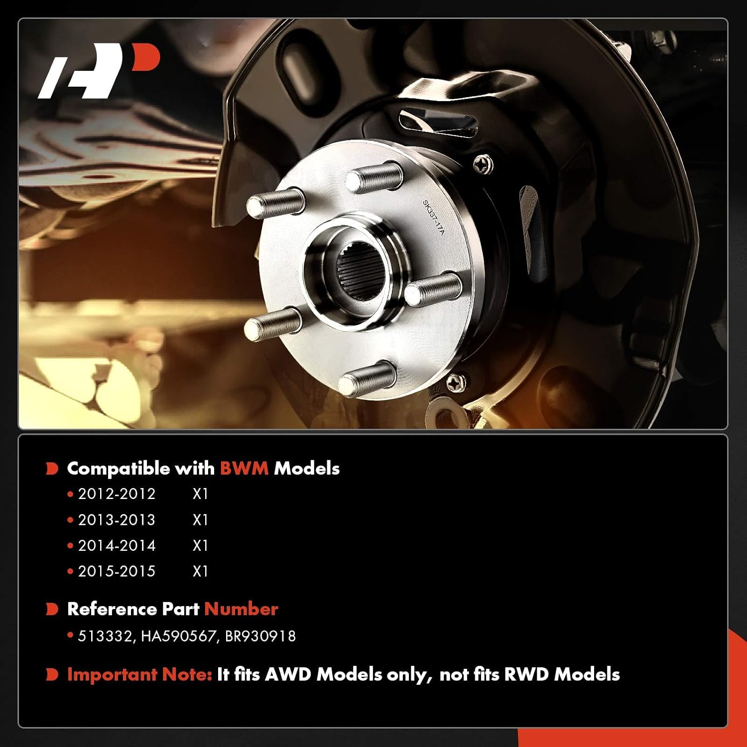 A-Premium 2 x Front Wheel Bearing and Hub Assembly Compatible with BMW E84 Series X1 2012 2013 2014 2015, AWD Only