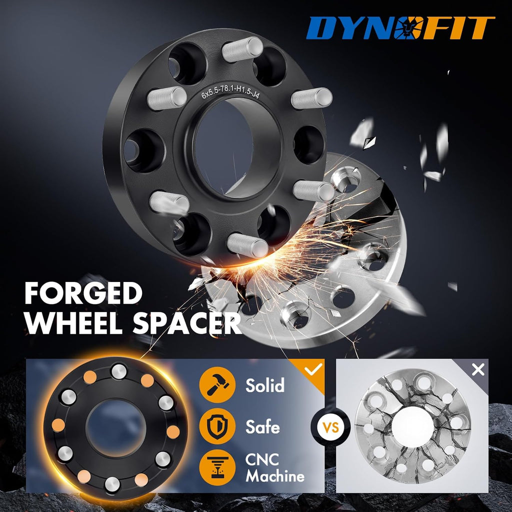 Dynofit 1.5' Wheel Spacers 6x5.5 for Silverado/Sierra, 78.1mm Bore, M14x1.5 Studs | 4-Pack 6x139.7 Forged Hubcentric Spacers for GMC Sierra/Yukon, Chevy Tahoe/Suburban, Cadillac Escalade 6-Lug GM Truck