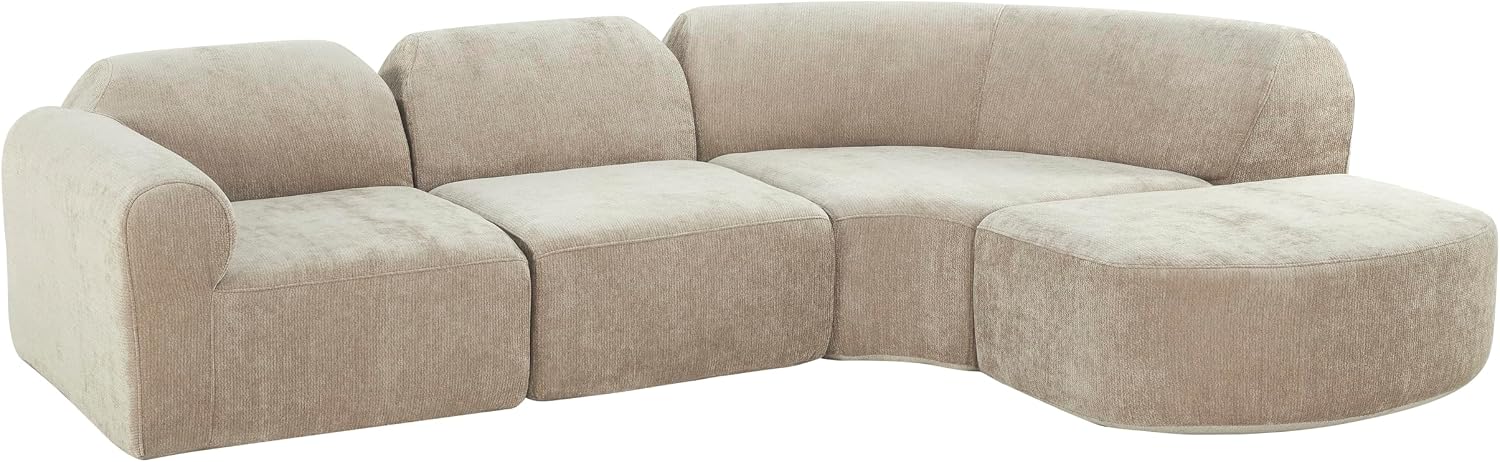 Merax Modern Curved Sectional Sofa with Ottoman, Couch 4-Piece Set High-Density Compressed Sponge, Fully Assembled, Right Hand Facing, Plush Deep Seat for Living Room, Lounge, Apartment, Espresso