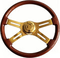 18' Walnut Wood Truck Steering Wheel 4 Spoke Aluminum Chrome Plated Steering Wheel for Semi-Trailers,Trucks for Kenworth t800 Accessories,Peterbilt,Volvo, Freightliner,Red（ABS）