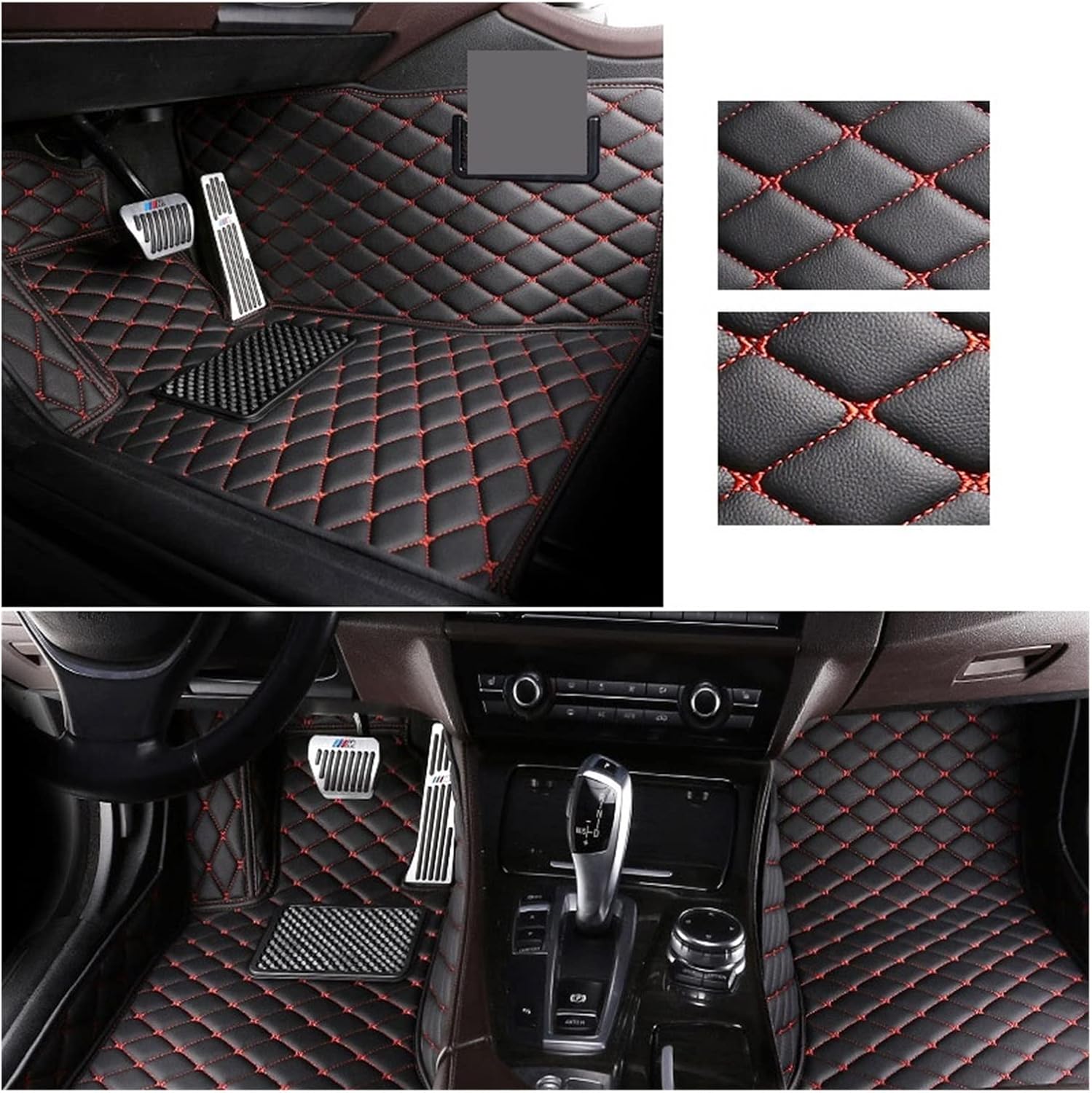 Floor Carpet Mats Compatible with M/W X3 G01 18-21 Foot Mat Acoustic Fabric Upholstery Floor Mats Cargo Liner Interior Accessories Automobiles Parts(Black -red line)
