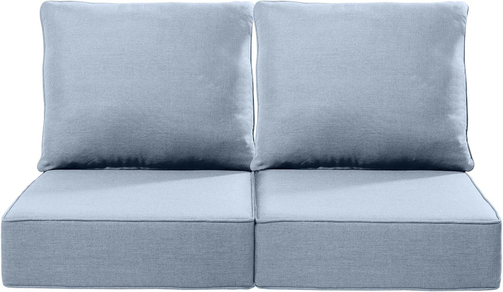 Luxury 24x24x6 Inch Outdoor Chair Cushions - Set of 2 Water Resistant Comfortable Patio Seat Cushion for Porch Rattan Dining Rocker Glider Chairs Loveseat Couch Sectional Sofa - Baby Blue