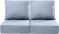 Luxury 24x24x6 Inch Outdoor Chair Cushions - Set of 2 Water Resistant Comfortable Patio Seat Cushion for Porch Rattan Dining Rocker Glider Chairs Loveseat Couch Sectional Sofa - Baby Blue