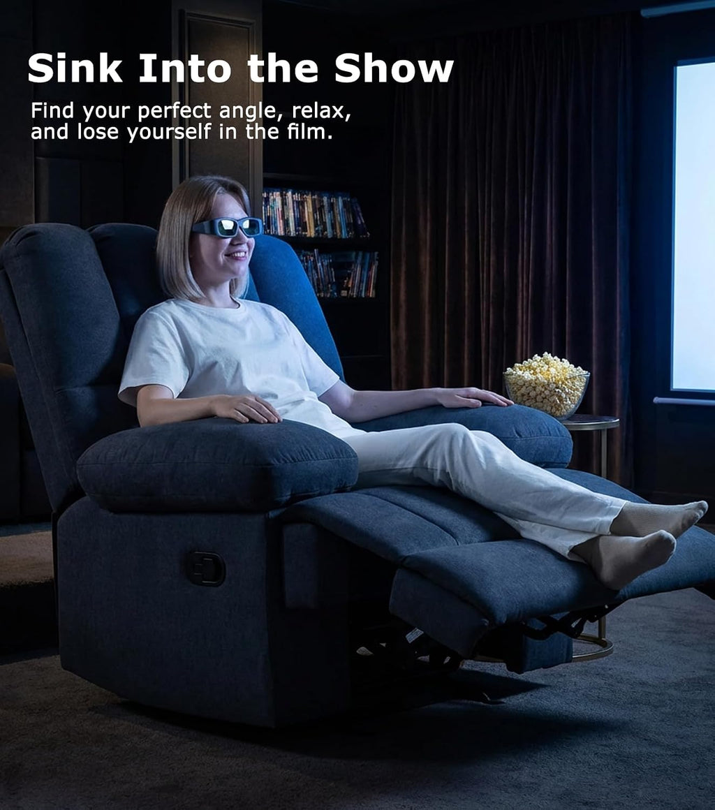 WILLOVE Oversized Rocker Recliner Chair Rocking Recliners Overstuffed Soft Big Man Manual Recliner Extra Large Living Room Chair 350 LBS Capacity, Grey, XL