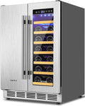 ORYMUSE Wine and Beverage Refrigerator Dual Zone, 24' Undercounter Beverage Fridge for Soda, Water and Beer, Built-in/Freestanding, Holds 20 Bottles & 88 Cans, Stainless Steel