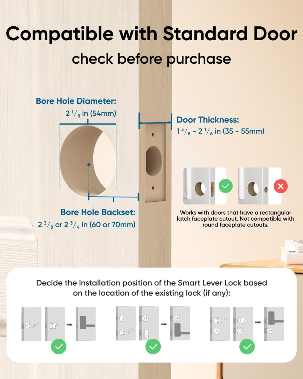 eufy Security Smart Lock C33, Fingerprint Keyless Door Lock with Handle, Built-in Wi-Fi, APP Remote Control, Biometric Door Knob for Entry Door, Auto Lock, IP53 Waterproof