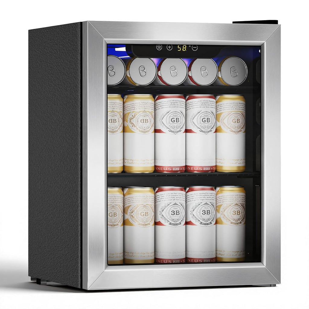 COWSAR 1.7 Cu. Ft Mini Beverage Refrigerator, 68 Cans, 16 Bottles Compact Drink Cooler with Glass Door & Touch Controls for Home, Office Bar