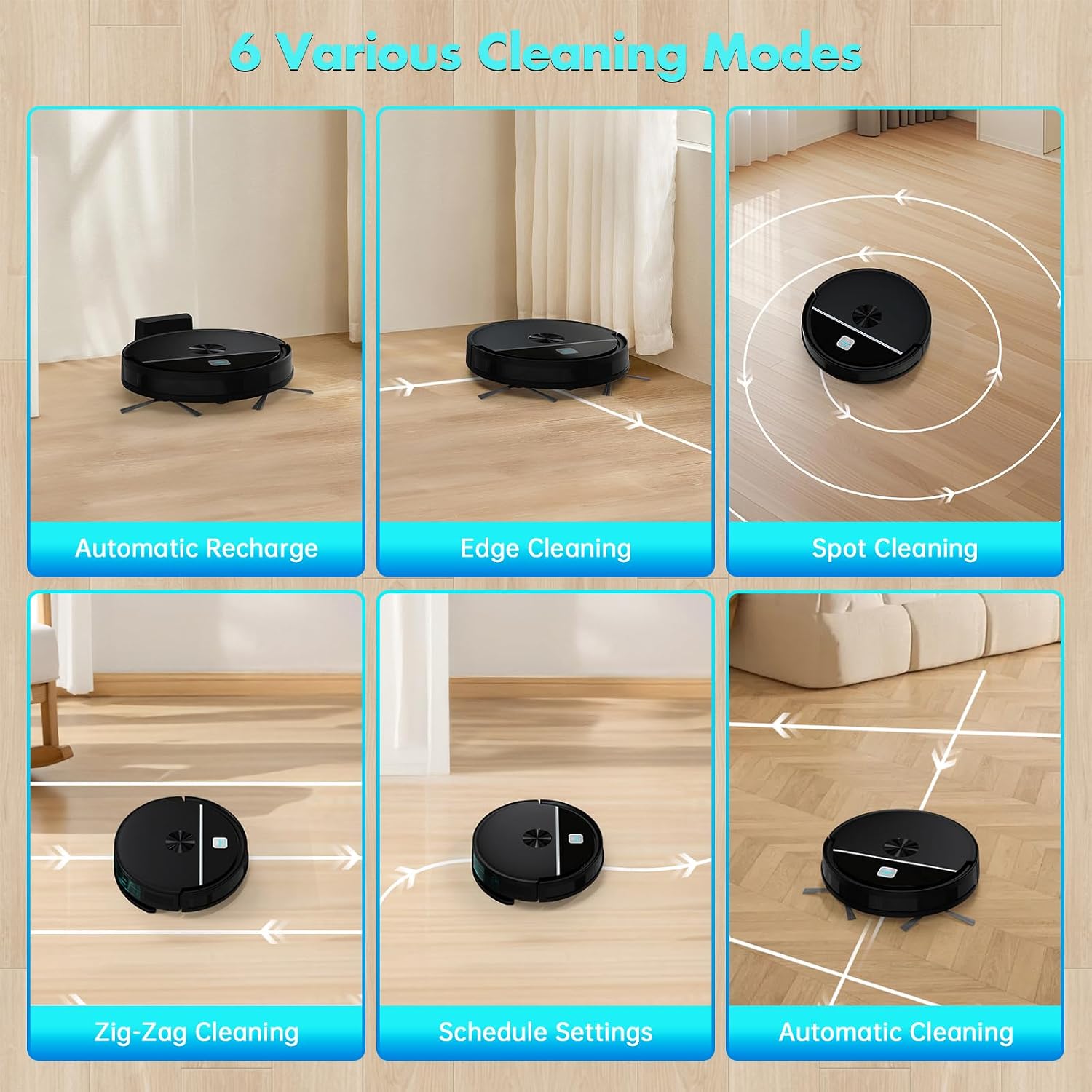 Robot Vacuum and Mop Combination,5000Pa Powerful Suction,Automatic Recharge,2-in-1 Mopping Robot Vacuum Cleaner,with Wi-Fi/App/ Remote,Trash Bin and Water Tank,Suitable for Hair,Hard Floor and carpet