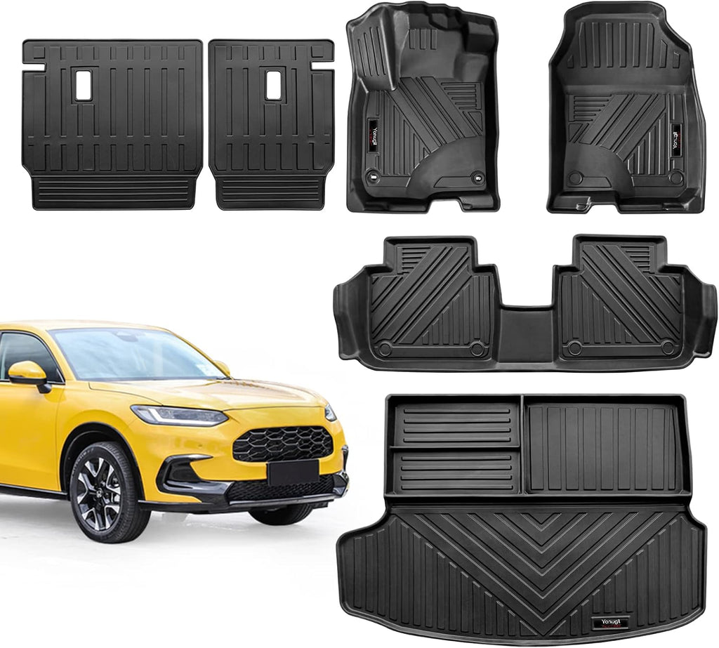 Custom Fit for 2023 2024 2025 2026 Honda HR-V Floor Mats and Cargo Liner Full Set All Weather TPE Rubber Protection Mat Honda HRV Accessories (Floor Mats+Cargo Liner+Backrest Mat)
