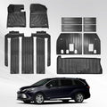 Vanseno Floor Mats Compatible for Toyota Sienna 2021-2025 2026 7 Seat Cargo Liner Trunk Mat Backrest Mat Back Seat Protector All Weather Rubber Mat for Toyota Sienna Accessories