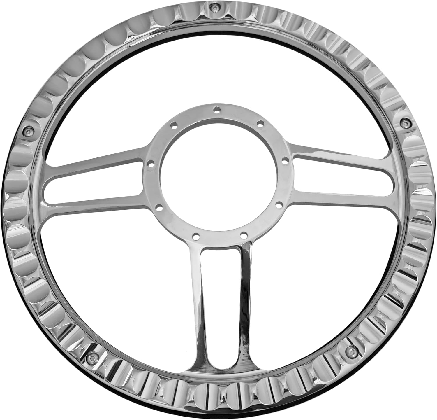 14'' x 2'' Billet Black Leather Half Wrap 9 Bolts Dish Steering Wheel with Chrome Horn Button, VINTAGE' Style Steering Wheel Fits Most 1967-94 GM Cars