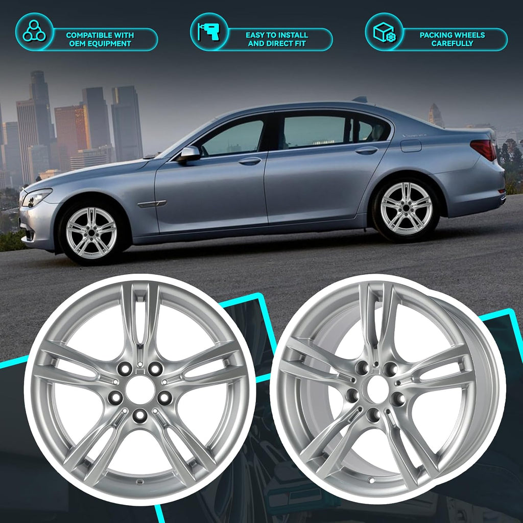 New 18 Inch 18x8.5 Inch Premium Aluminum Alloy Rear Wheel Rim Fits for BMW 3 & 4 Series Activehybrid 2012 2013 2014 2015 2016 2017 2018 2019 2020, 36117845881 Direct Fit OE Stock Specs