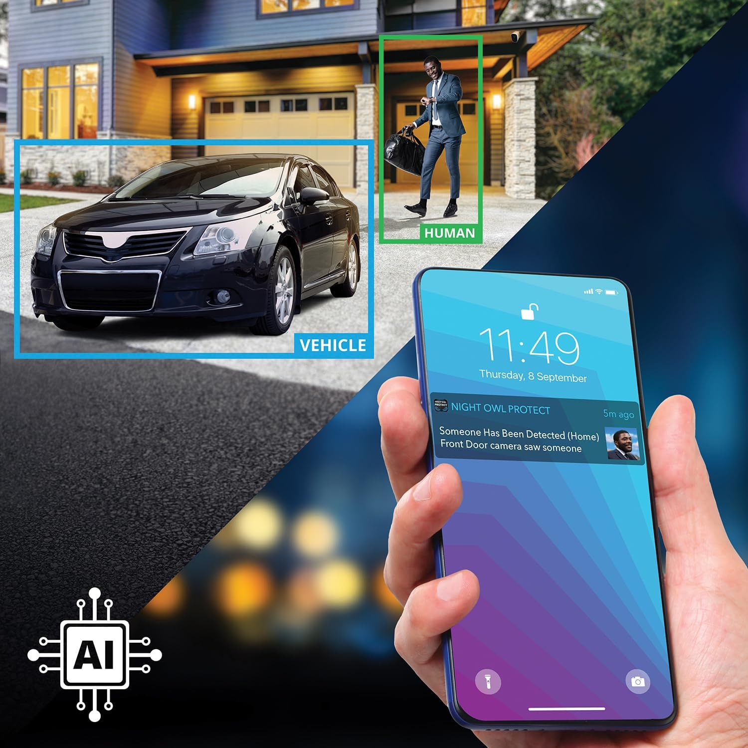 Night Owl Plug-in Wireless 4K HD Indoor/Outdoor Deterrence Camera with 2-Way Audio (2 Camera)