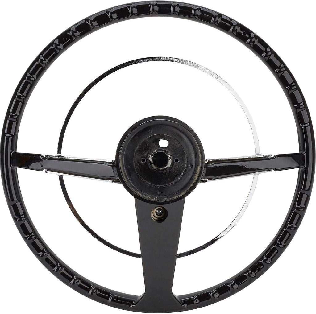 Speedway Motors 1955-56 Chevy Car 15' Steering Wheel, Easy Install, Fits Original Column & Components, Chrome Finish, Enhanced Interior Space, Black Finish (Paintable), Ideal for Driver Projects