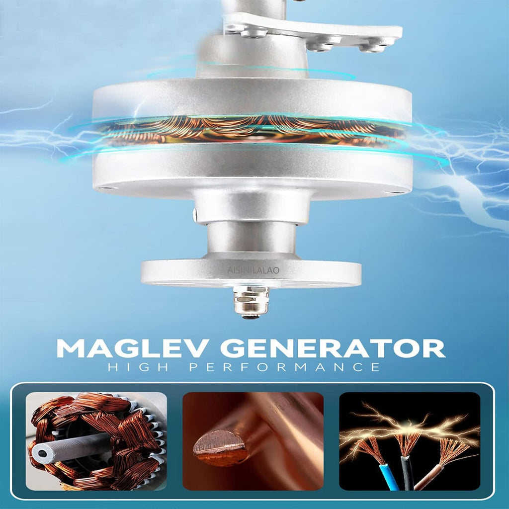1000W No Noise Vertical Wind Turbine Generator, 12V-48Vportable Vertical Wind Power Turbine Generator Kit with Charge Controller for Homeuse Residential (White)