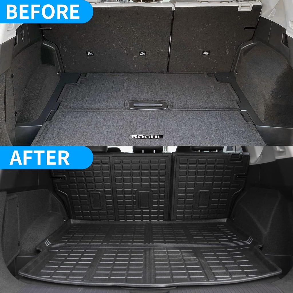 Bomely Floor Mats Compatible with 2021-2025 2026 Nissan Rogue Trunk Mat Cargo Liner TPE All Weather Back Seat Cover Protector 2024 Rogue Accessories (Rear Trunk Mat+Backrest Mats+Floor Mats)