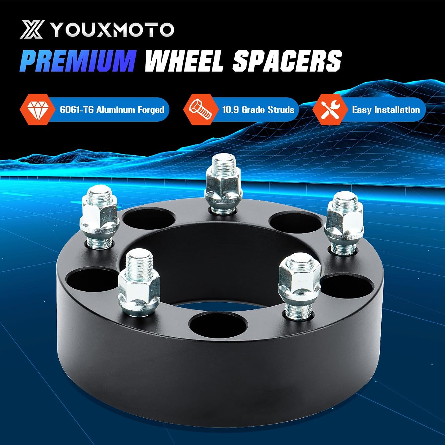 Youxmoto 5X5.5 2inch Wheel Spacers Fit for Ram 1500 2012 2013 2014 2015 2016 2017 2018, 108mm Bore 2'' Wheel Adapters with M14x1.5 Studs, 4PCS