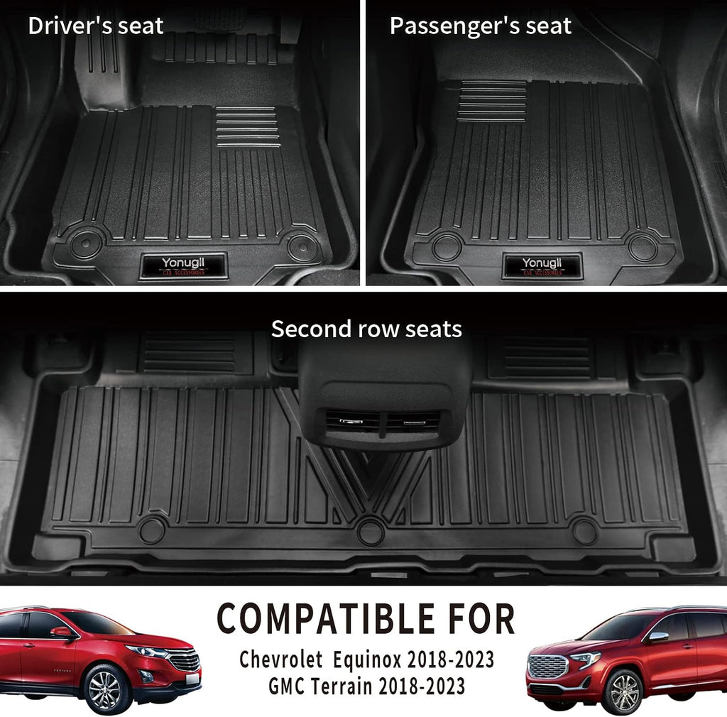for 2018-2024 Chevy Equinox/GMC Terrain Floor Mats Cargo Liner TPE All Weather Rubber Protection Mats for Chevrolet Equinox Accessories (for 2018-2024 Chevy Equinox Full Set)