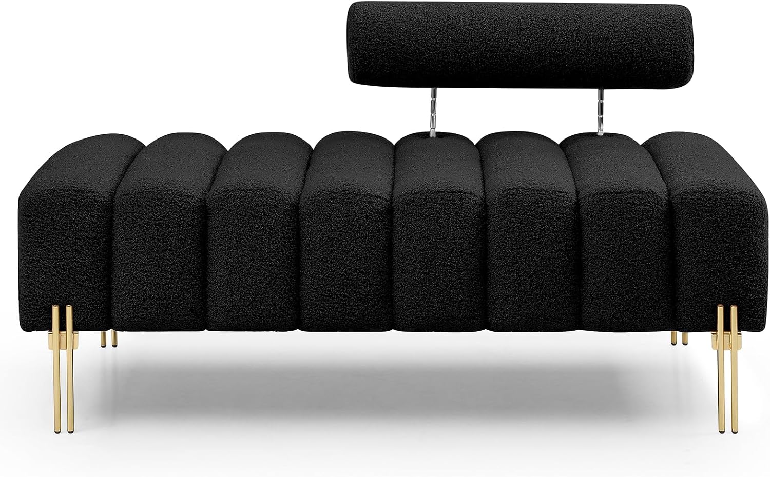 NIOIIKIT 53.2' Modern Loveseat Sofa Couch, Upholstered Accent Sofa with Golden Legs and Adjustable Backrest, Small Teddy Fleece Couches for Bedroom, Living Room, Compact Small Space (Black Teddy)
