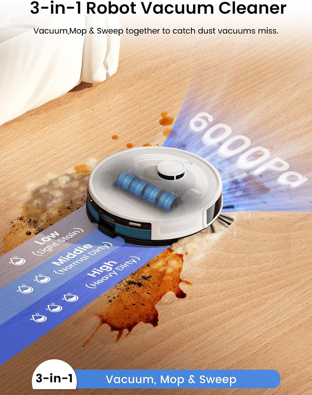 Lefant M2 Plus LiDAR Robot Vacuum and Mop with 2Packs Washable Authentic Replacement Mop Pads