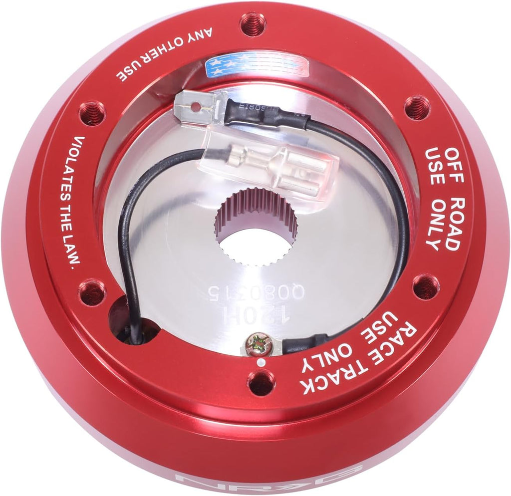 NRG Innovations Racing Style Steering Wheel Short Hub, Lockable Aluminum Steering Shaft, 6x70mm Bolt Pattern Quick Release Adapter Unit, For Toyota/Scion, Red, NRG-SRK-120H-RD