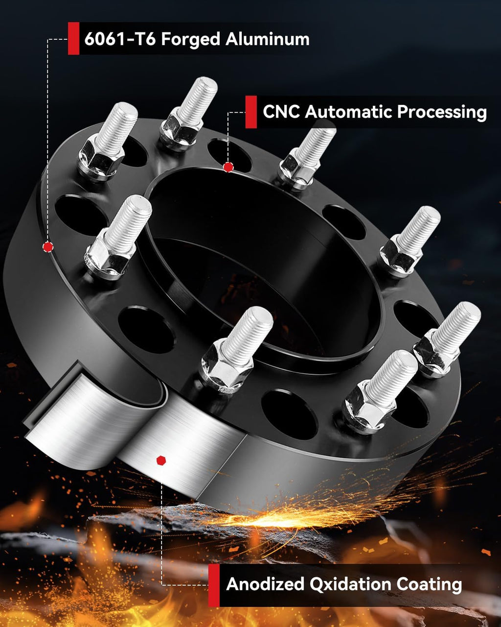 YIZBAP 2PCS 8x200 Hubcentric Wheel Spacers, 2 inch 8x200mm Wheel Spacers 142mm Hub Bore M14x1.5 Thread Pitch for Front Wheels 2005-2025 F350 Super Duty DRW,2019-2023 Ram 3500 Duallly DRW