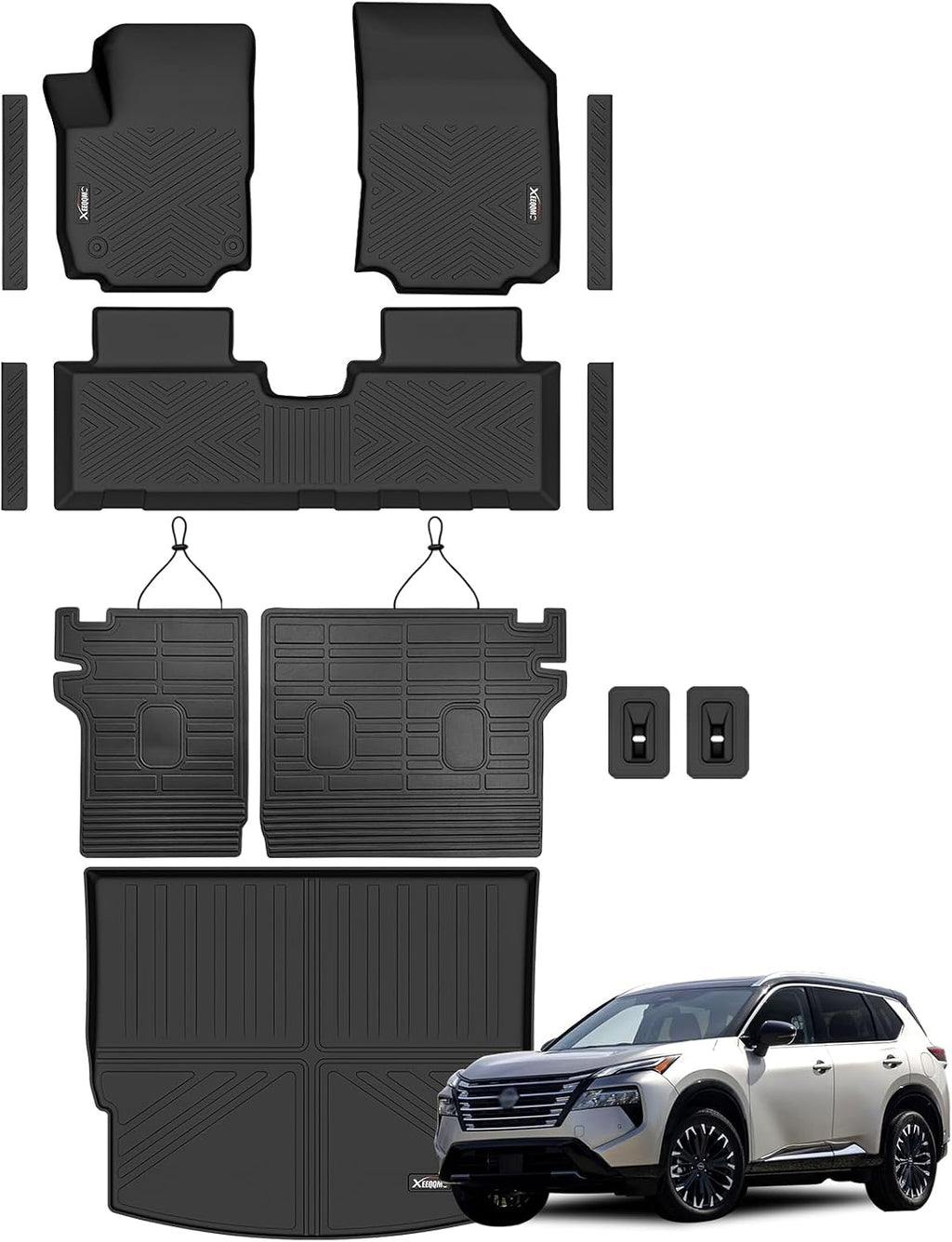 Floor Mats & Cargo Liner for 2021-2025 Nissan Rogue with Backrest Mat S/SV/SL/Platinum (NOT for Sport) All Weather TPE Protection Floor Liners Full Set with Trunk Mat for 2025 Nissan Rogue Accessories