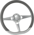 14' Satin Billet Steering Wheel with Half Wrap and Horn Button (Light Grey)