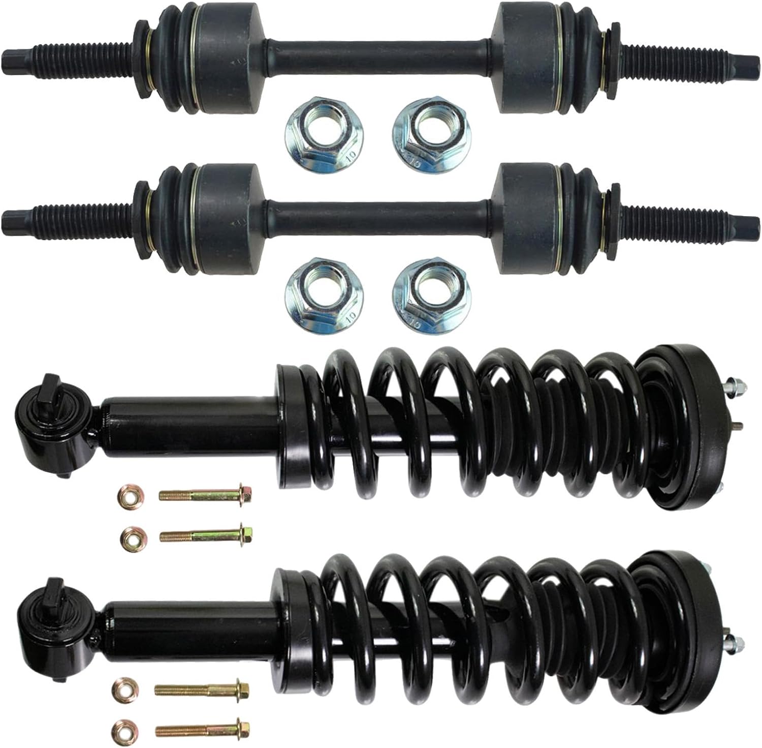 TRQ Front Suspension Kit Shock & Spring Strut Assembly Sway Bar Stabilizer Link Compatible with 2015-2020 Ford F-150