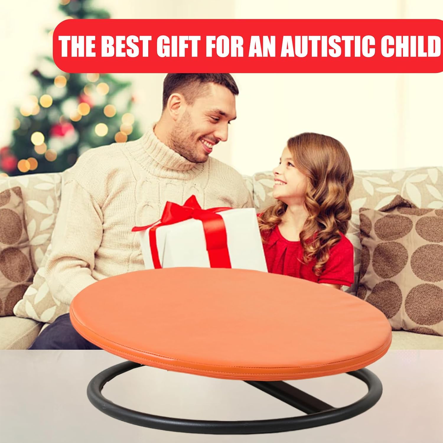 Spinning Chair for Kids Sensory,Handiwork Soft Seat Cushions Installation-Free Swivel Chair for Kids Body Sensory Training Autism Kids Swivel Chair Sit and Spin,Comfortable to Sit