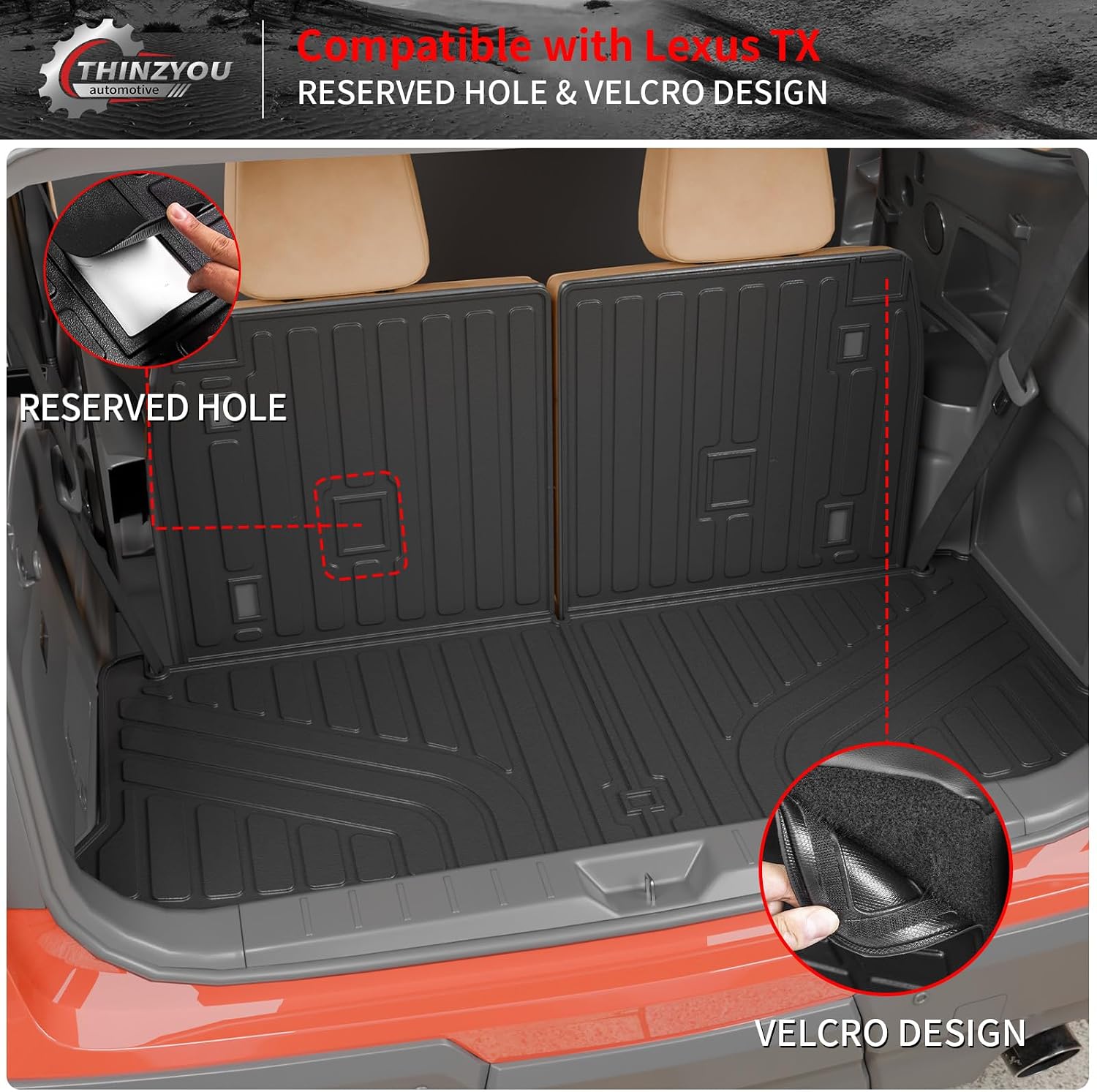 Floor Mats Compatible with 2024 2025 2026 Lexus TX350 TX500h TX550h+ 6&7 Seats Cargo Mat Trunk Liner Back Seat Cover All Weather TX Accessories (Floor Mats+Trunk Mat with Backrest Mat)