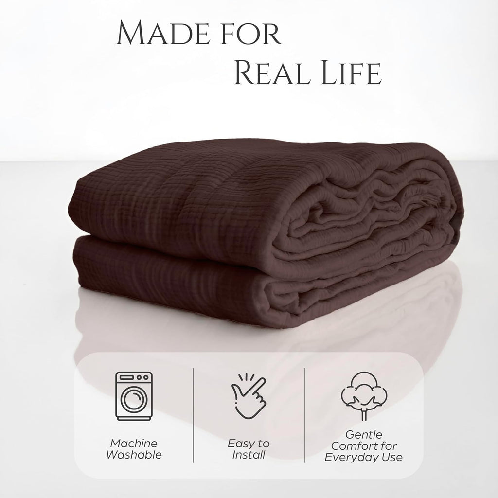 Brown Washable Sofa Cover %100 Pure Cotton, Gauze Couch Covers for Sectional, L Shape, U Shape Sofa, Large 4 Layered Muslin Natural Fabric, Cloud Like Couch Cover (Brown, 95x118' / 240x300 cm)
