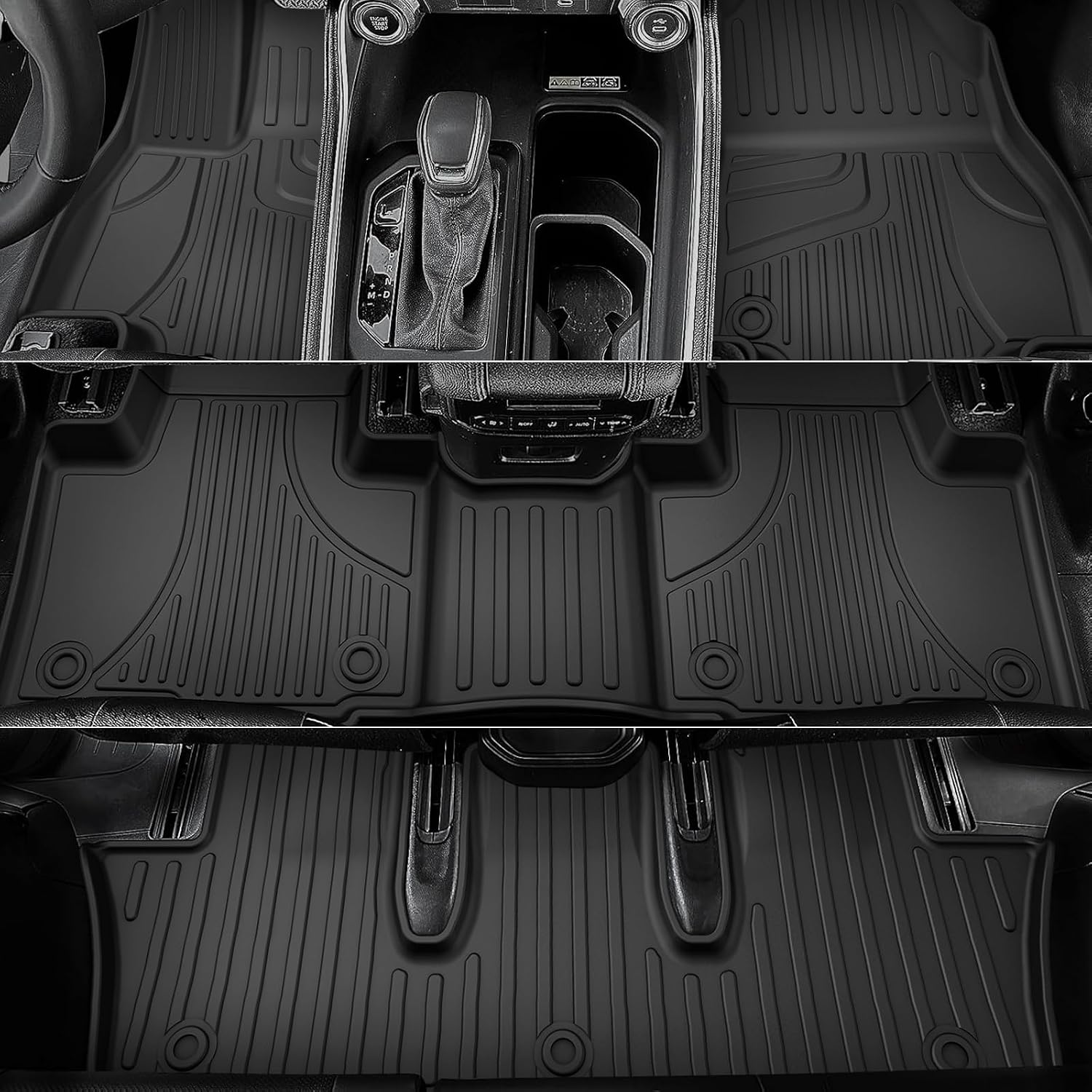 AOMSAZTO Floor Mats and Cargo Mat Compatible with 2024-2025 Toyota Grand Highlander (7 Seats Only): All Weather TPE Protection Full Set Grand Highlander Floor Liners (Not Fit Highlander)