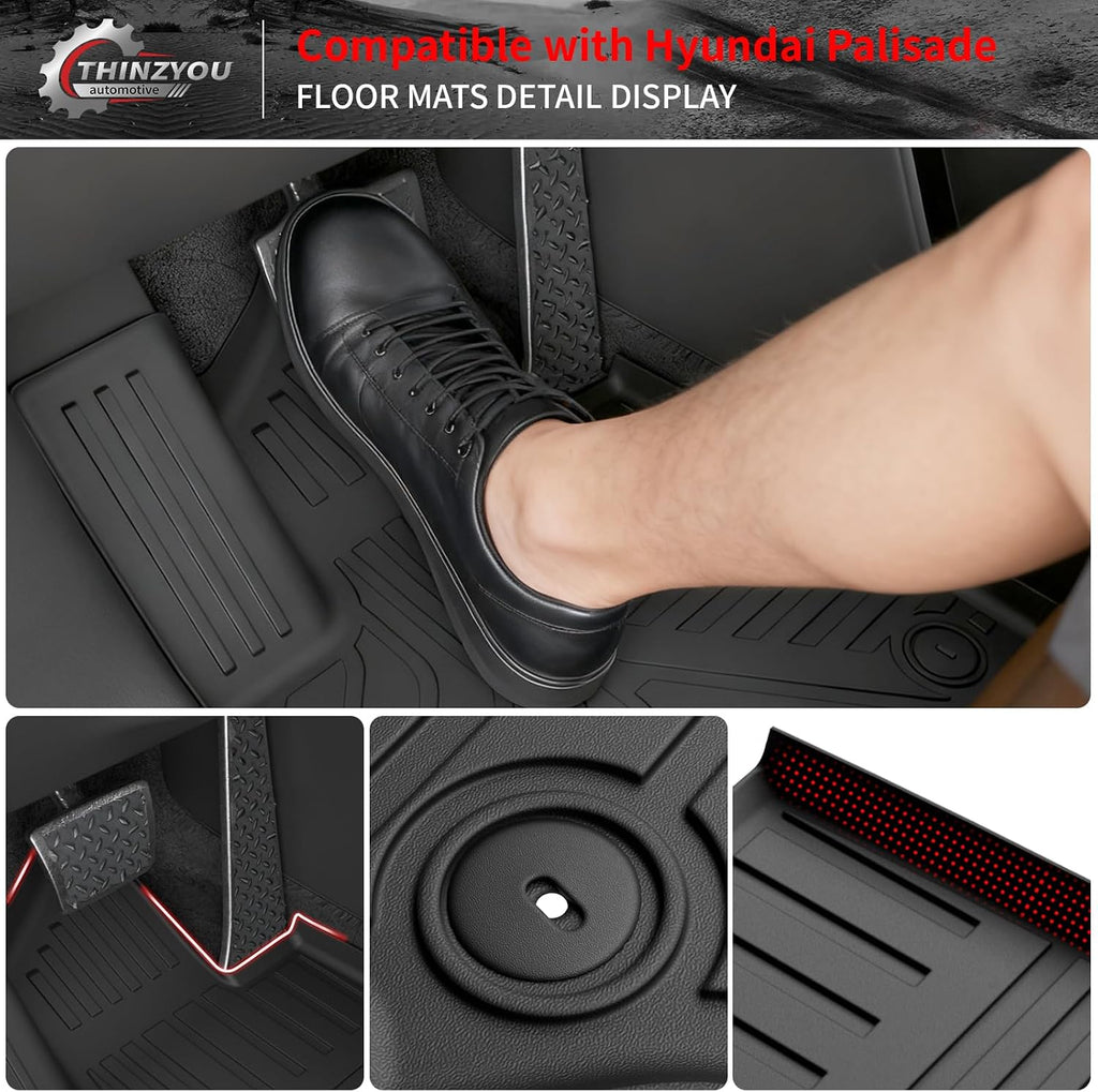 Floor Mats Compatible with 2026 Hyundai Palisade Gas 7 Seats Captain Chairs Cargo Mat Trunk Mat TPE Back Seat Cover Protector Palisade Accessories (Trunk Mat with Backrest Mats+Floor Mats)